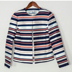 Tahari Womens Textured Stripe Blazer Jacket Size 8 Designer Businesswear